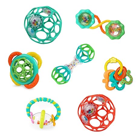Bright Starts, Schnuller & Shakers 7 Stück Geschenk-Set - BPA-frei Baby Rasseln